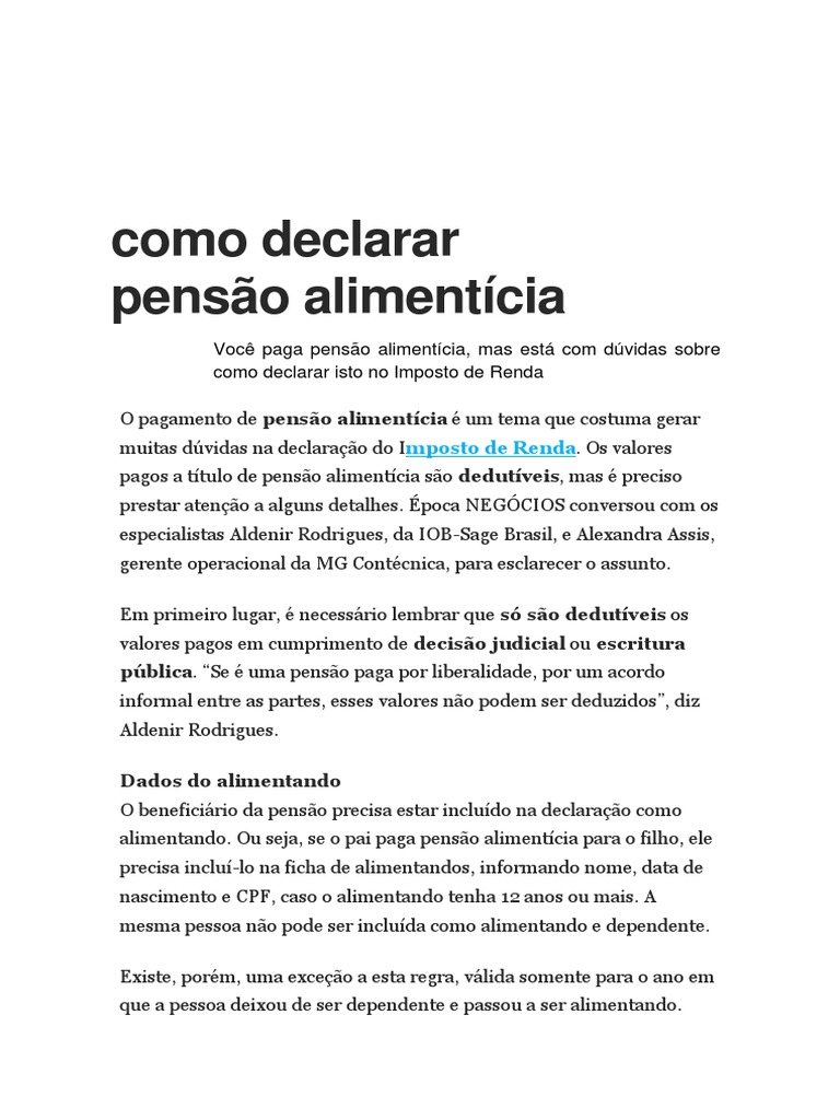 5 passos para declarar pensão alimentícia MEI sem erros