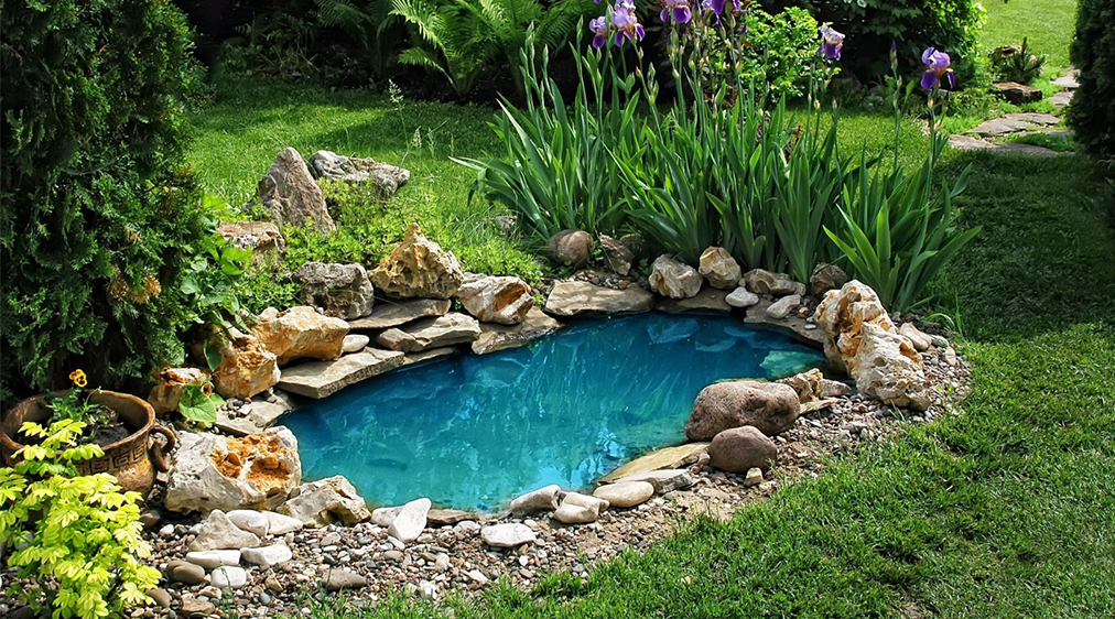 ideias de lagos ornamentais para jardim pequeno