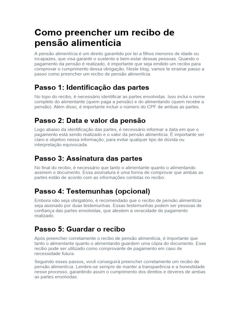 Como preencher ficha alimentandos para MEI pagador de pensão