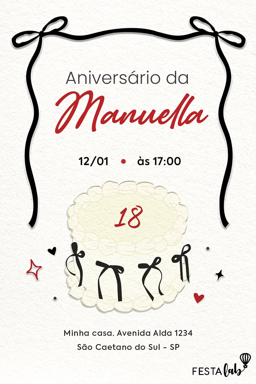 convite de aniversário para editar