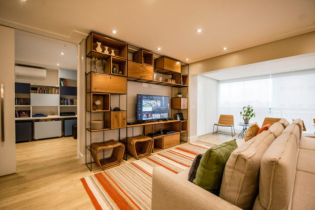 ideias divisórias sala integrada modernas