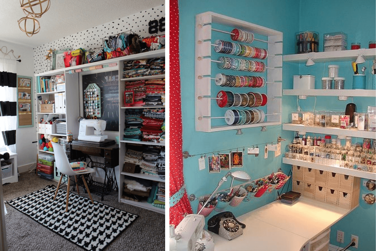 ideias de decoração para ateliê de costura pequeno