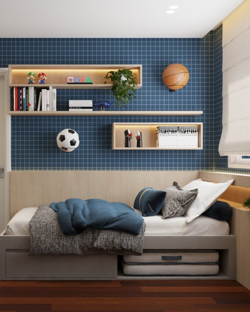 como decorar quarto de solteiro masculino pequeno