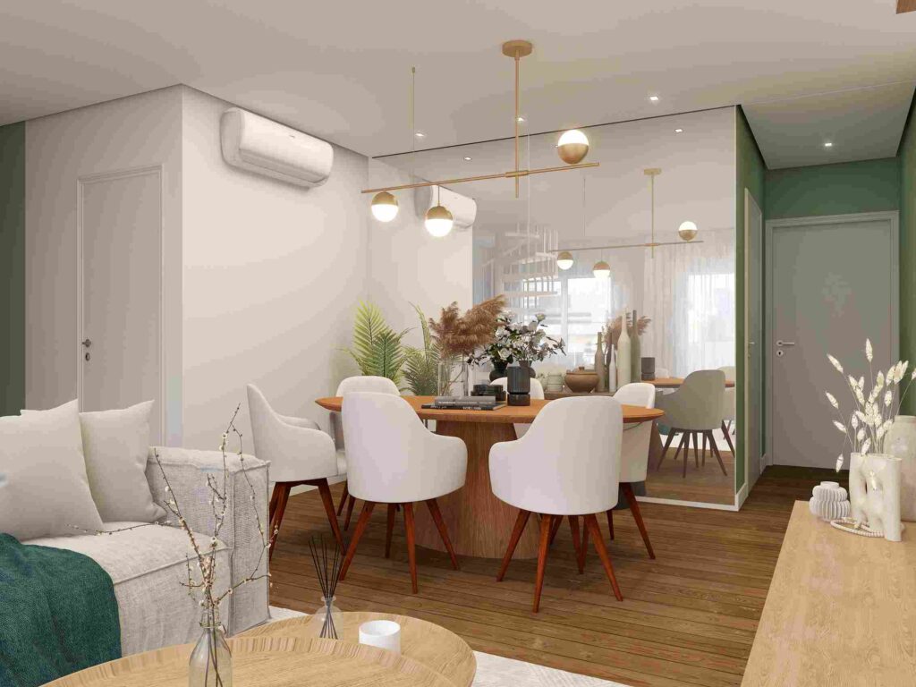 decoração de sala com espelho