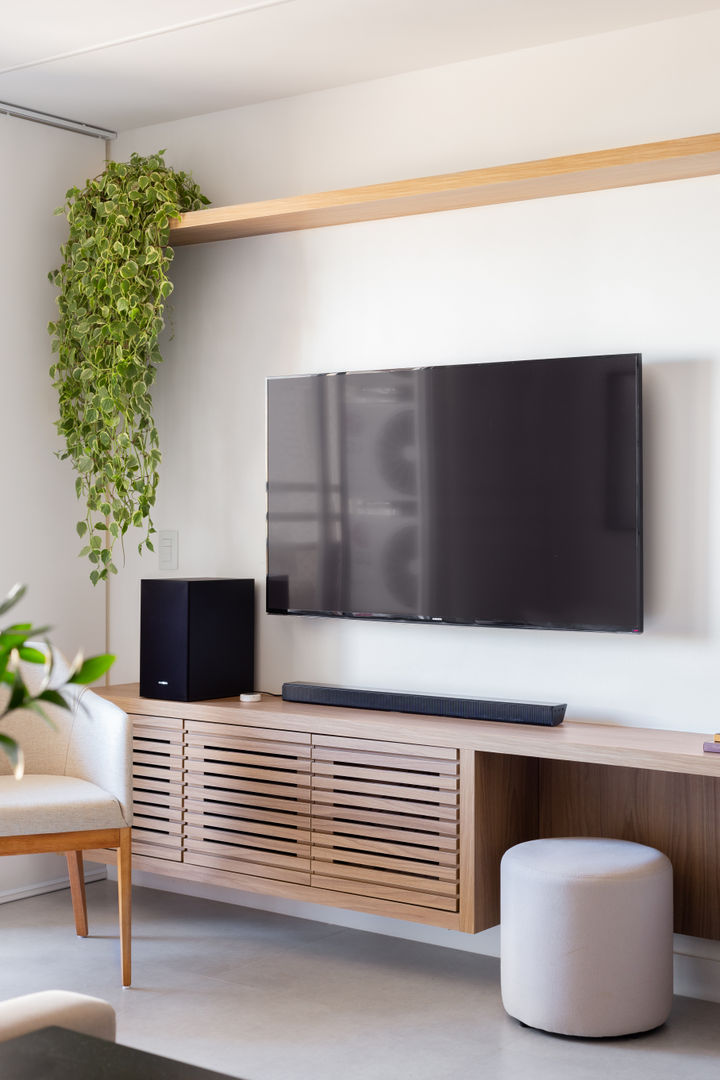 decoração de sala com plantas artificiais