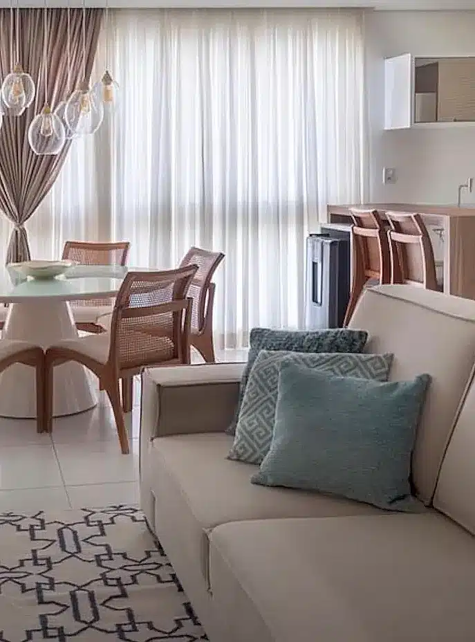 ideias decoração sala de estar e jantar integradas pequenas