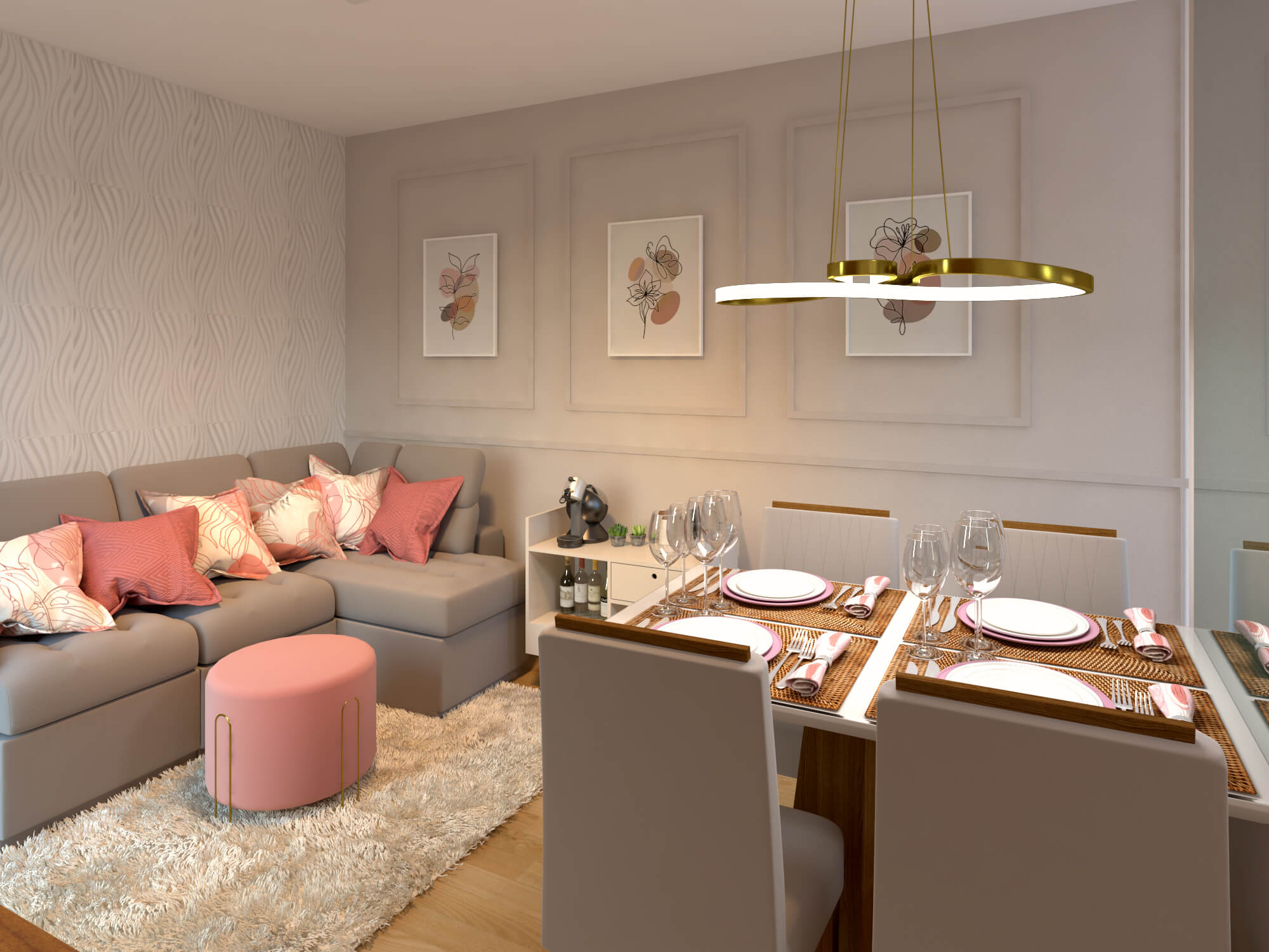 ideias decoração sala de estar e jantar integradas pequenas