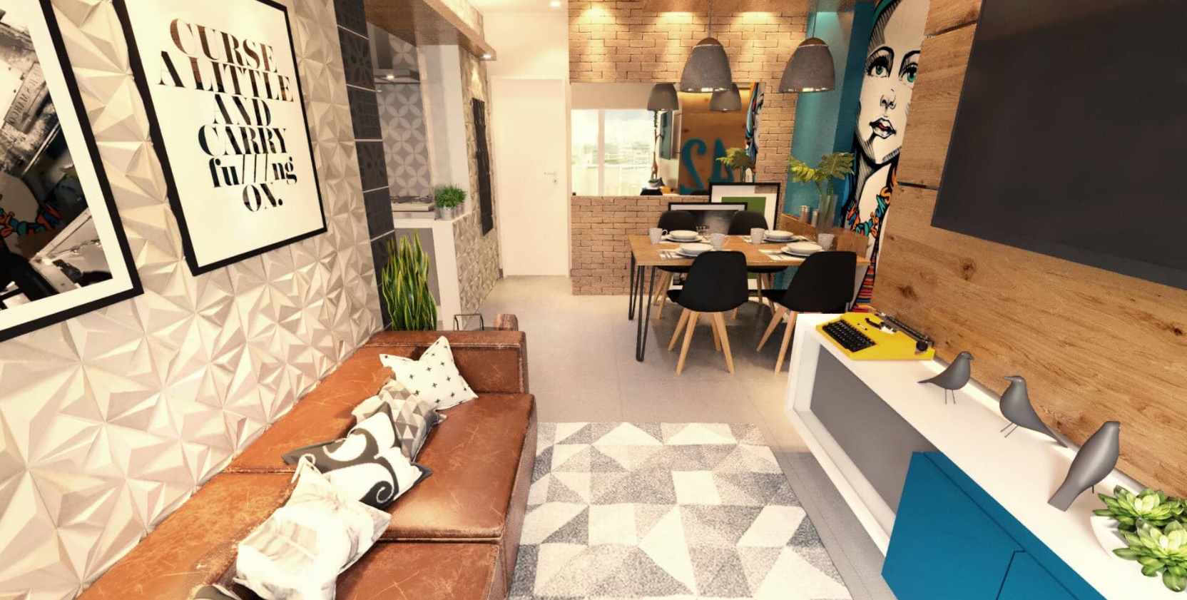 sala de estar e jantar integrada pequena vs separada