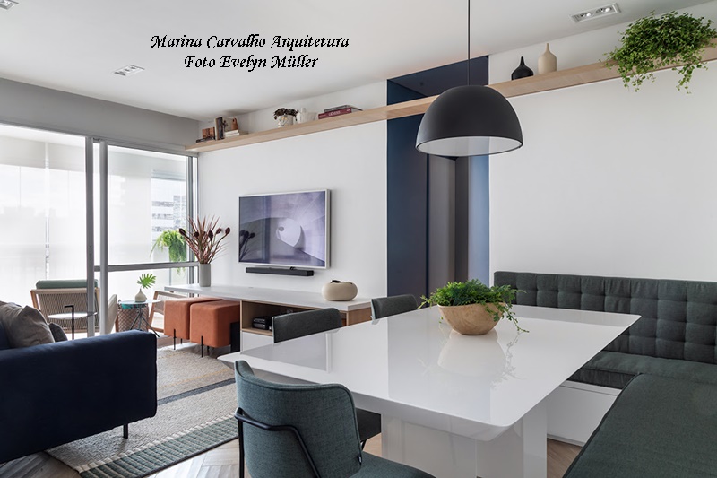 ideias decoração sala de estar e jantar integradas pequenas