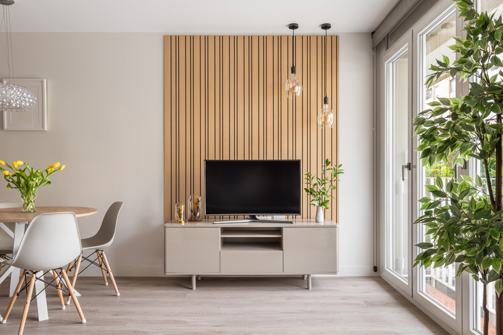 ideias de painel ripado para sala pequena moderna