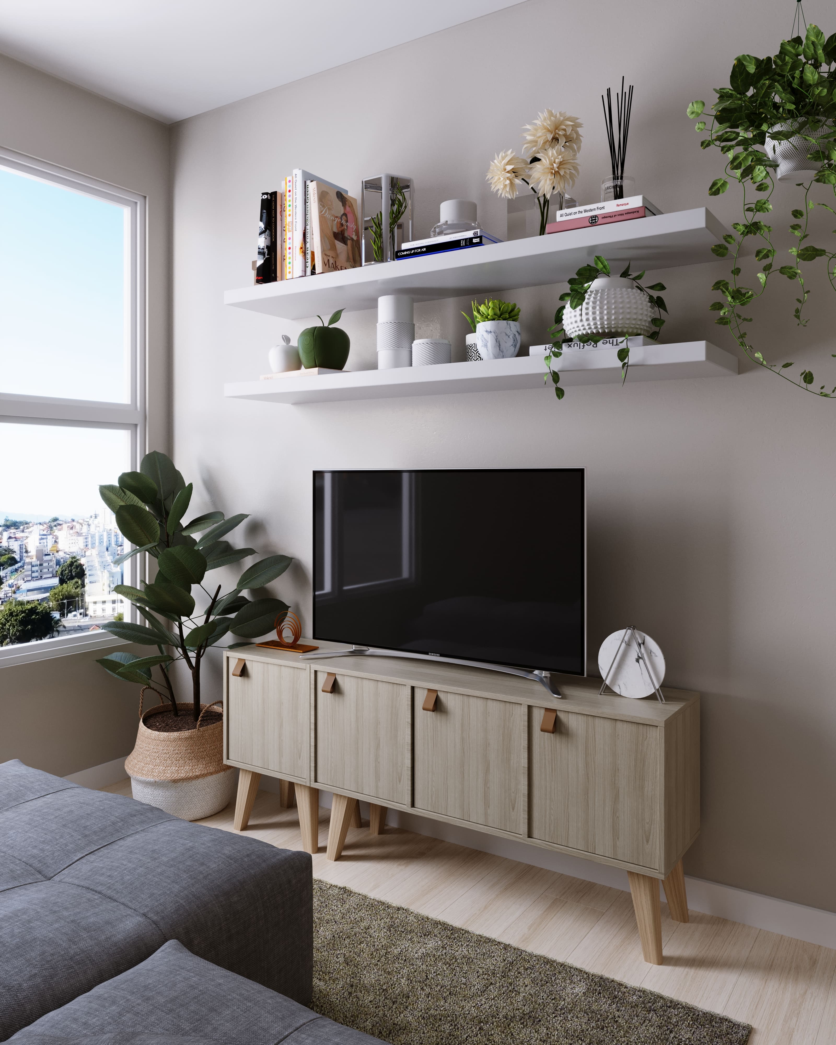 ideias de painel ripado para sala pequena moderna