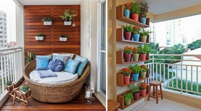 varanda pequena com plantas vs varanda sem plantas