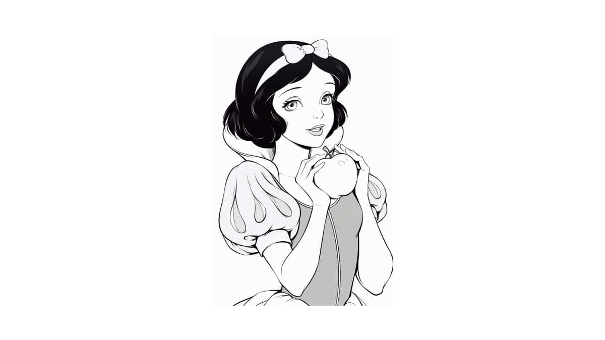 desenho branca de neve e príncipe para colorir