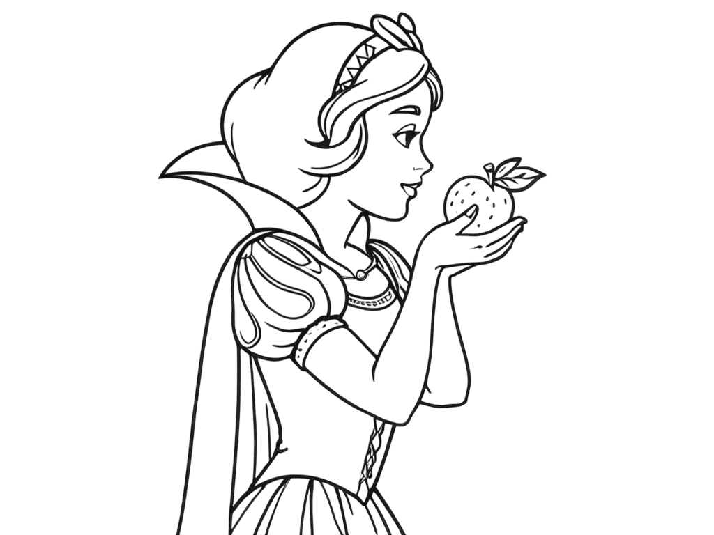 desenho da maçã da branca de neve para colorir