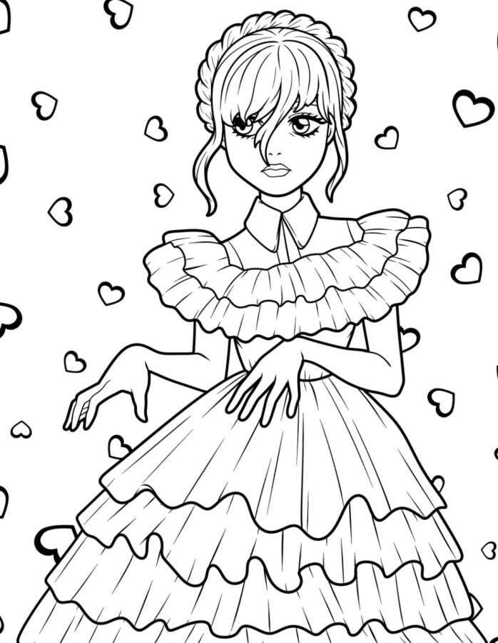 desenho da wandinha para colorir