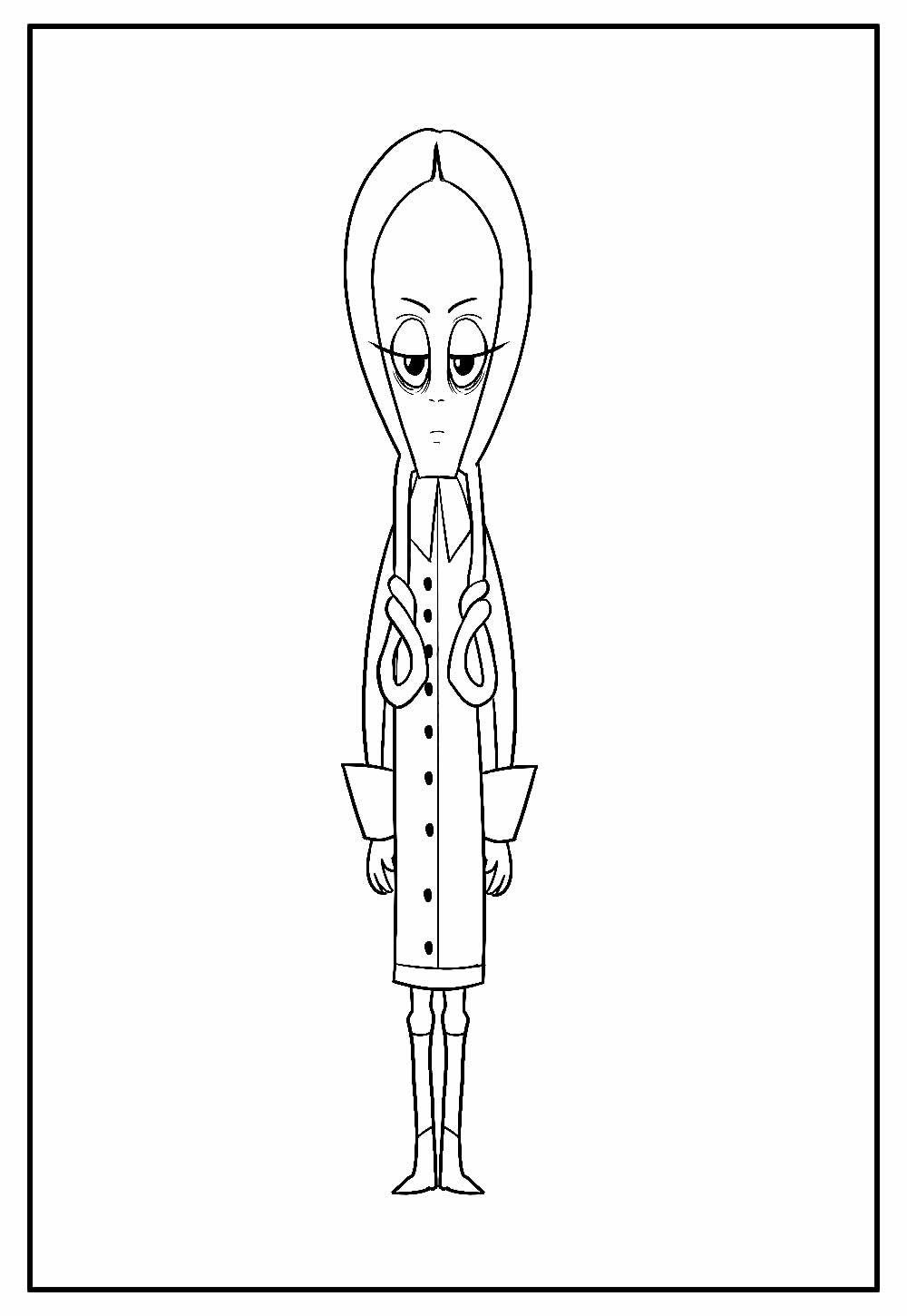 desenho da wandinha em pose especifica para colorir