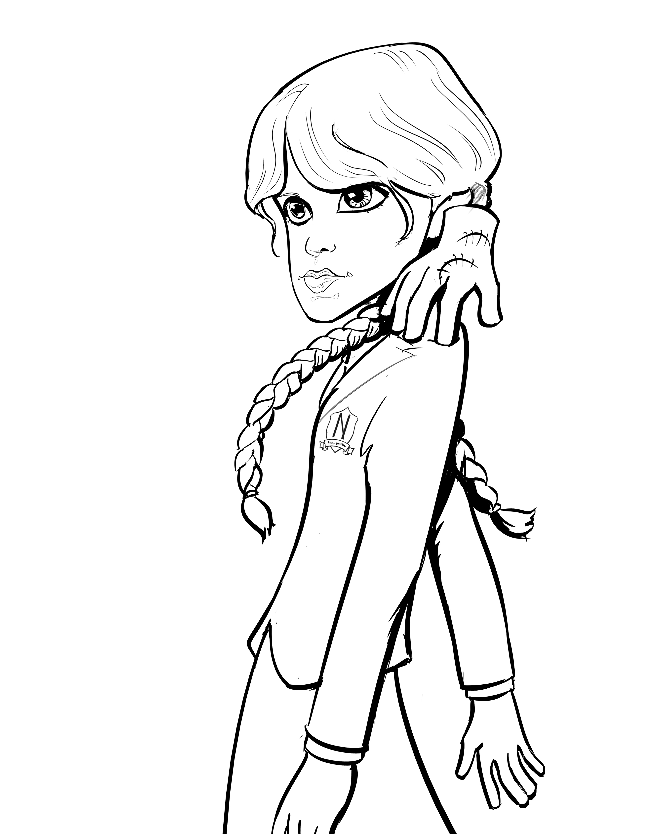 desenho da wandinha vs desenho da enid para colorir