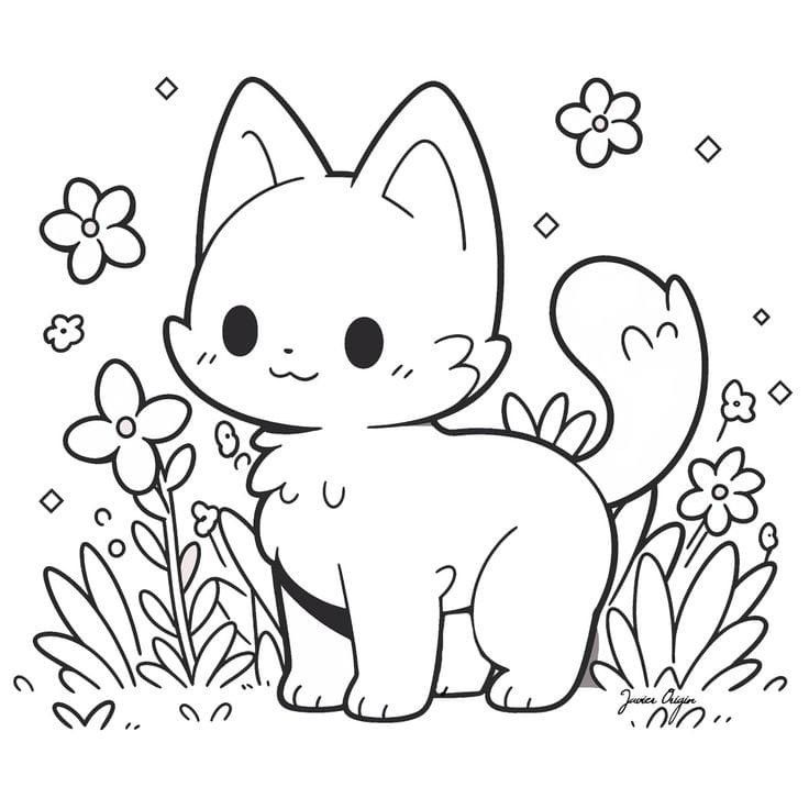 gatinhos kawaii para colorir
