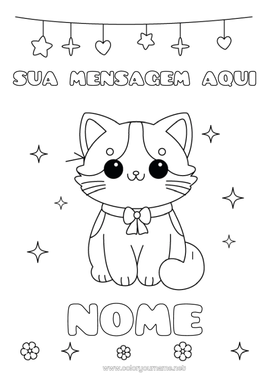 gatos para colorir com glitter