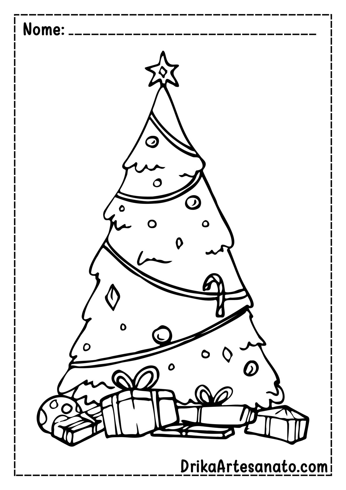 árvore de natal com bolas para colorir