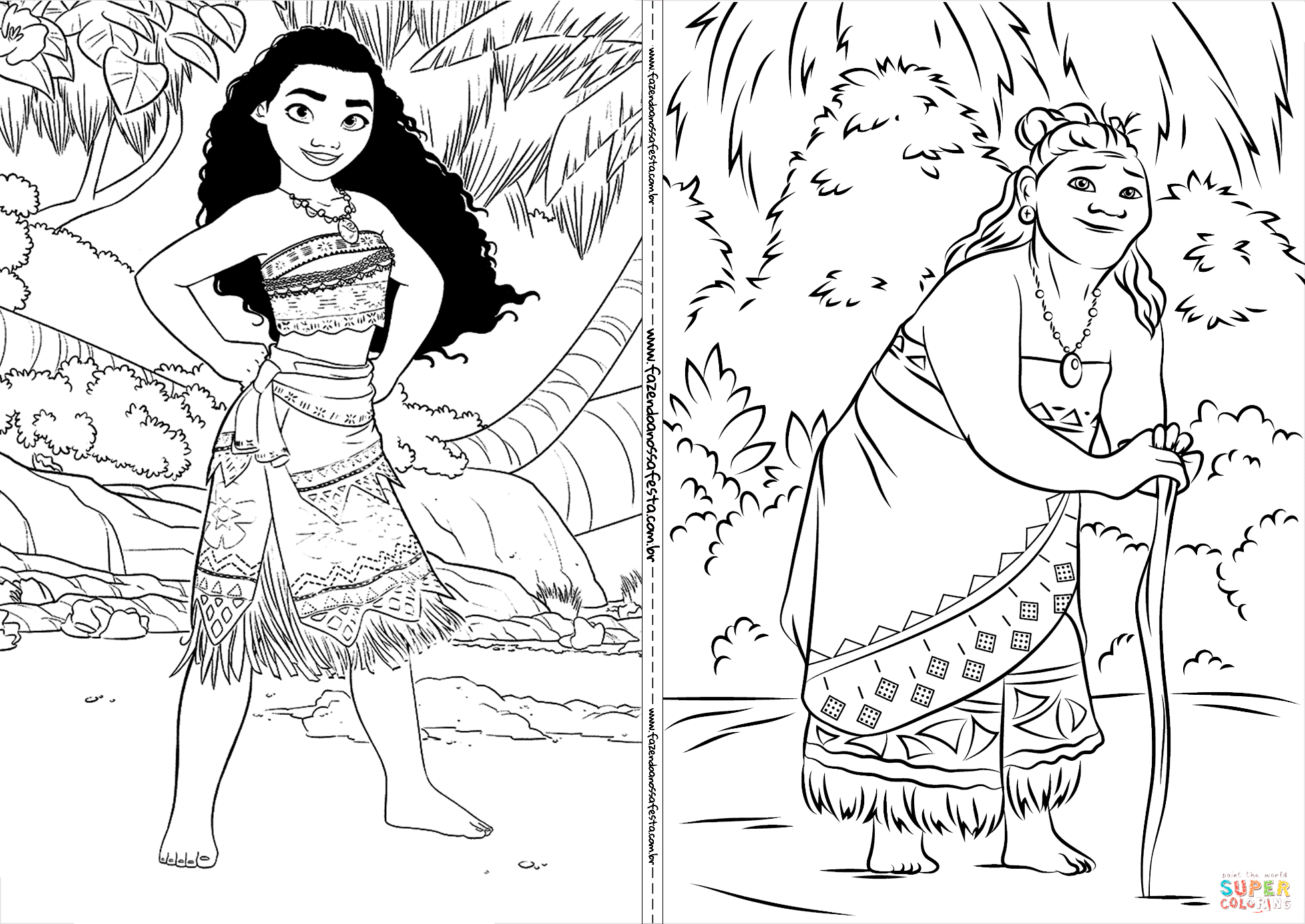 colorir moana e maui juntos