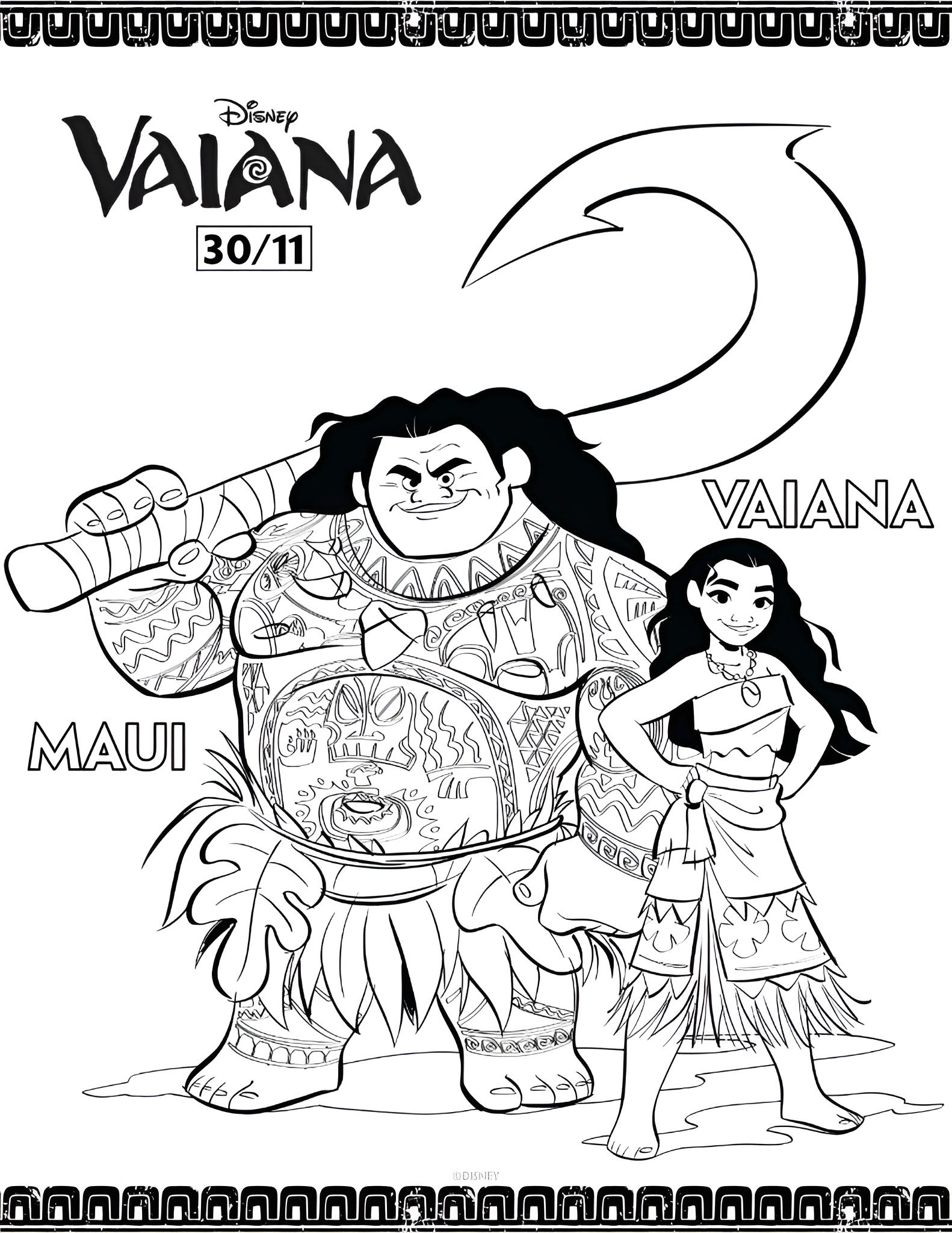 atividade moana e maui colorir