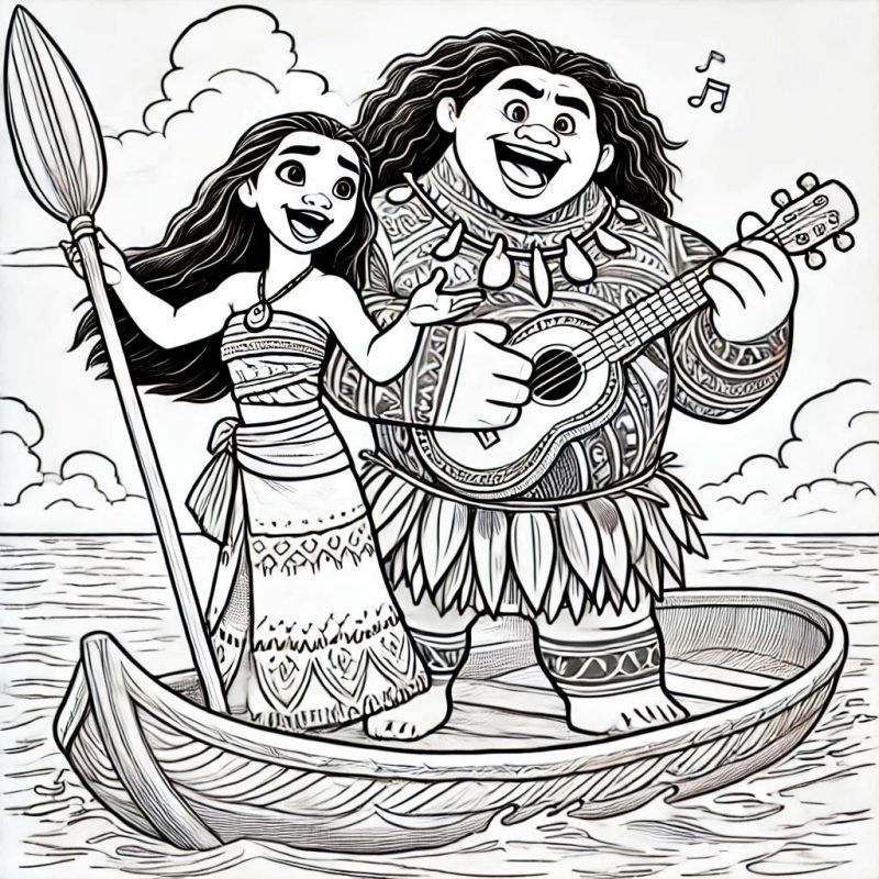 moana e maui printable coloring pages