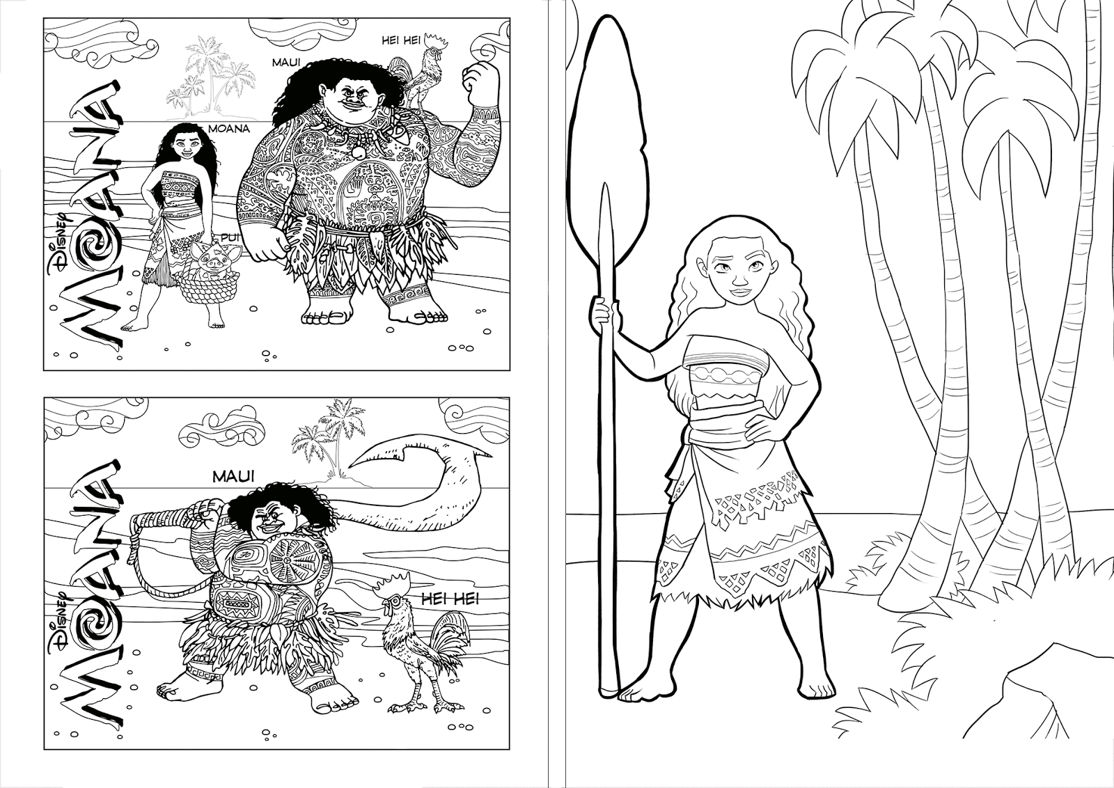 moana e maui cenas para colorir