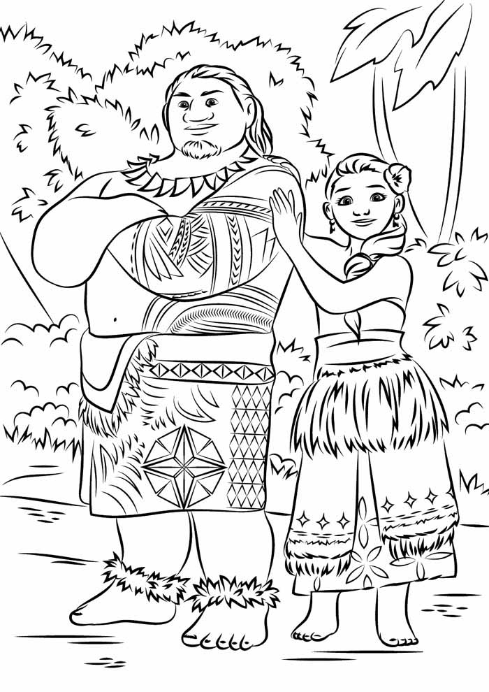 páginas para colorir moana e maui