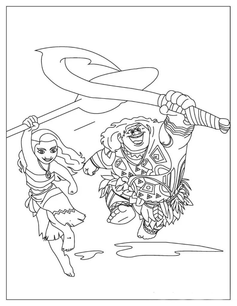 atividade moana e maui colorir