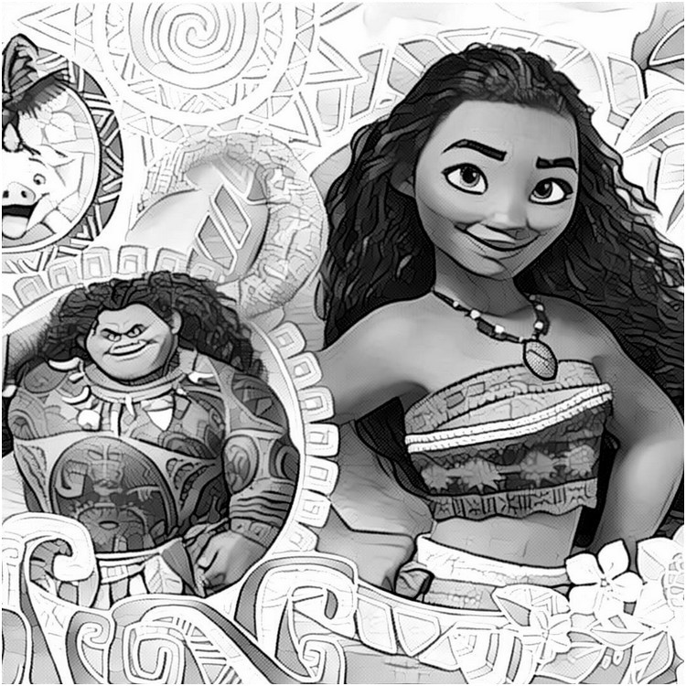 moana e maui cenas para colorir