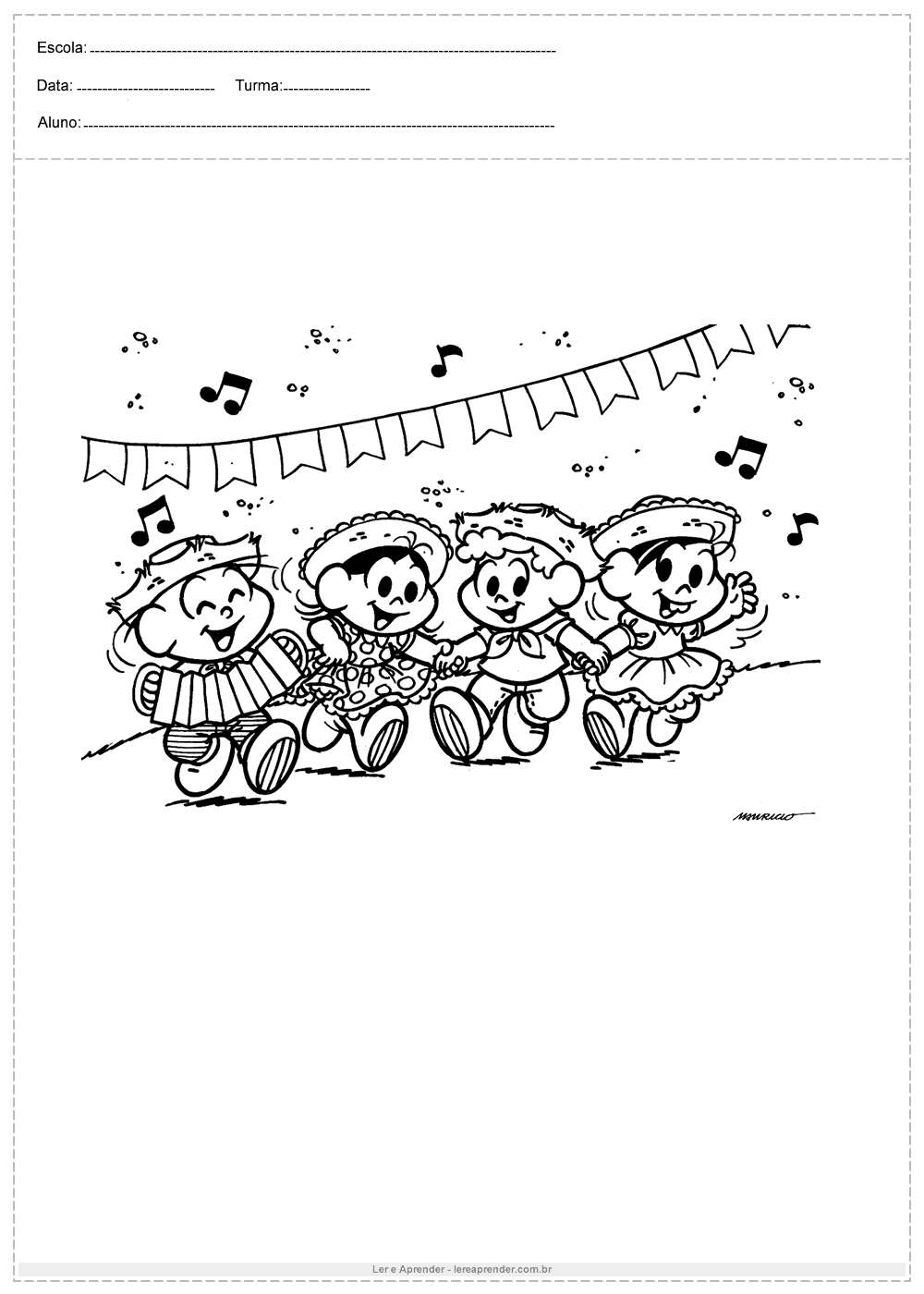 desenhos da Turma da Mônica para atividades infantis