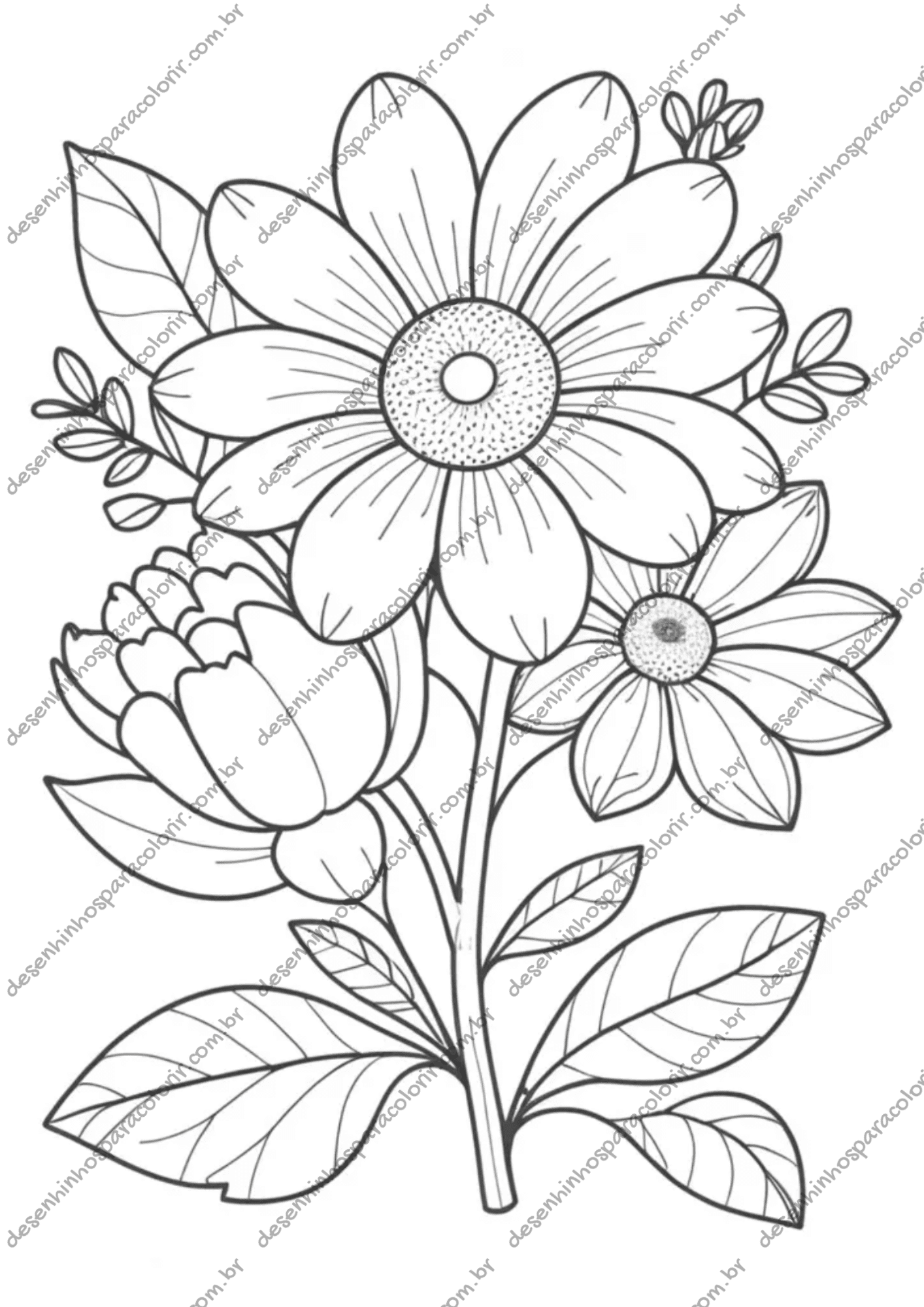 desenhos de flores realistas para colorir