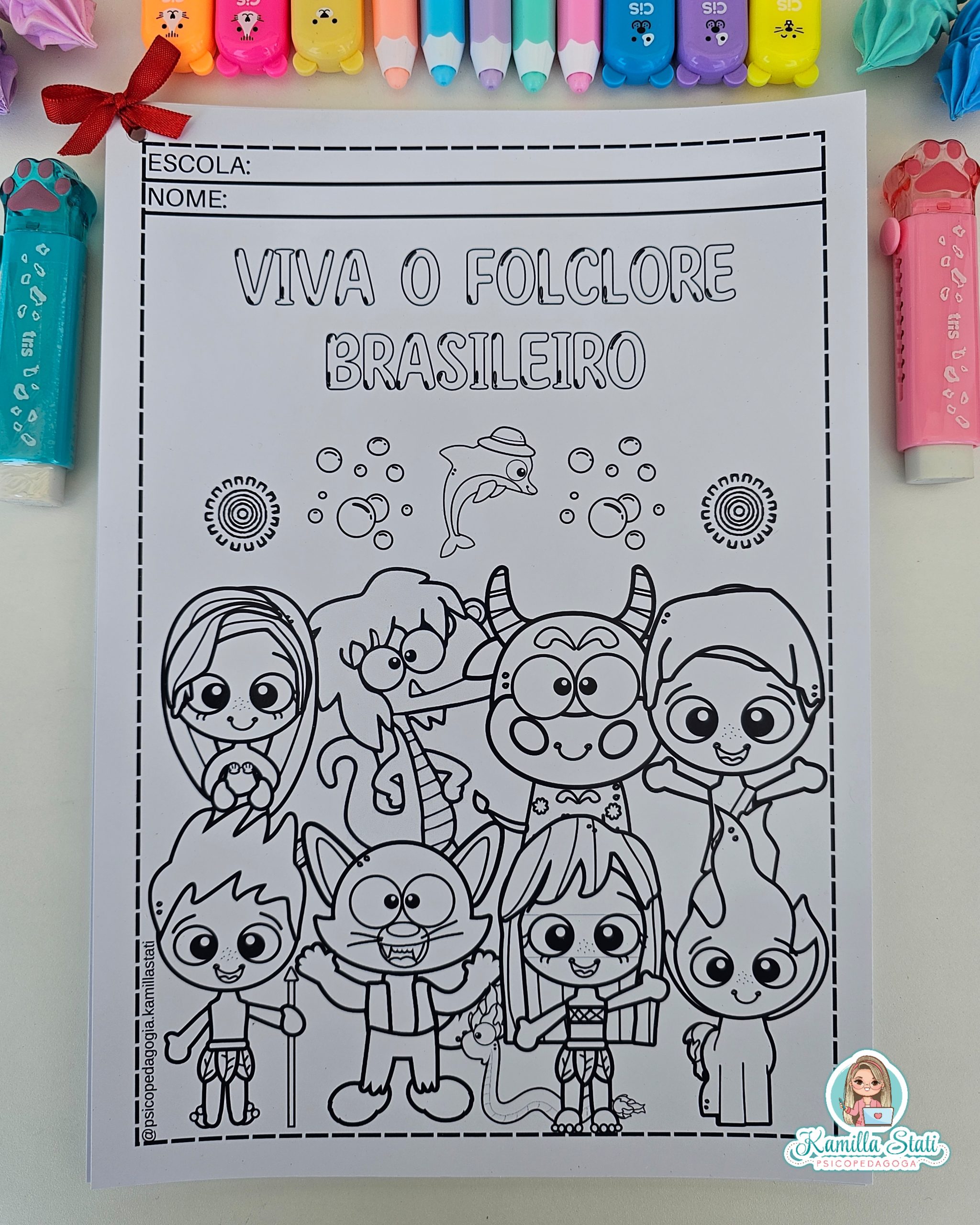 personagens folclore para colorir