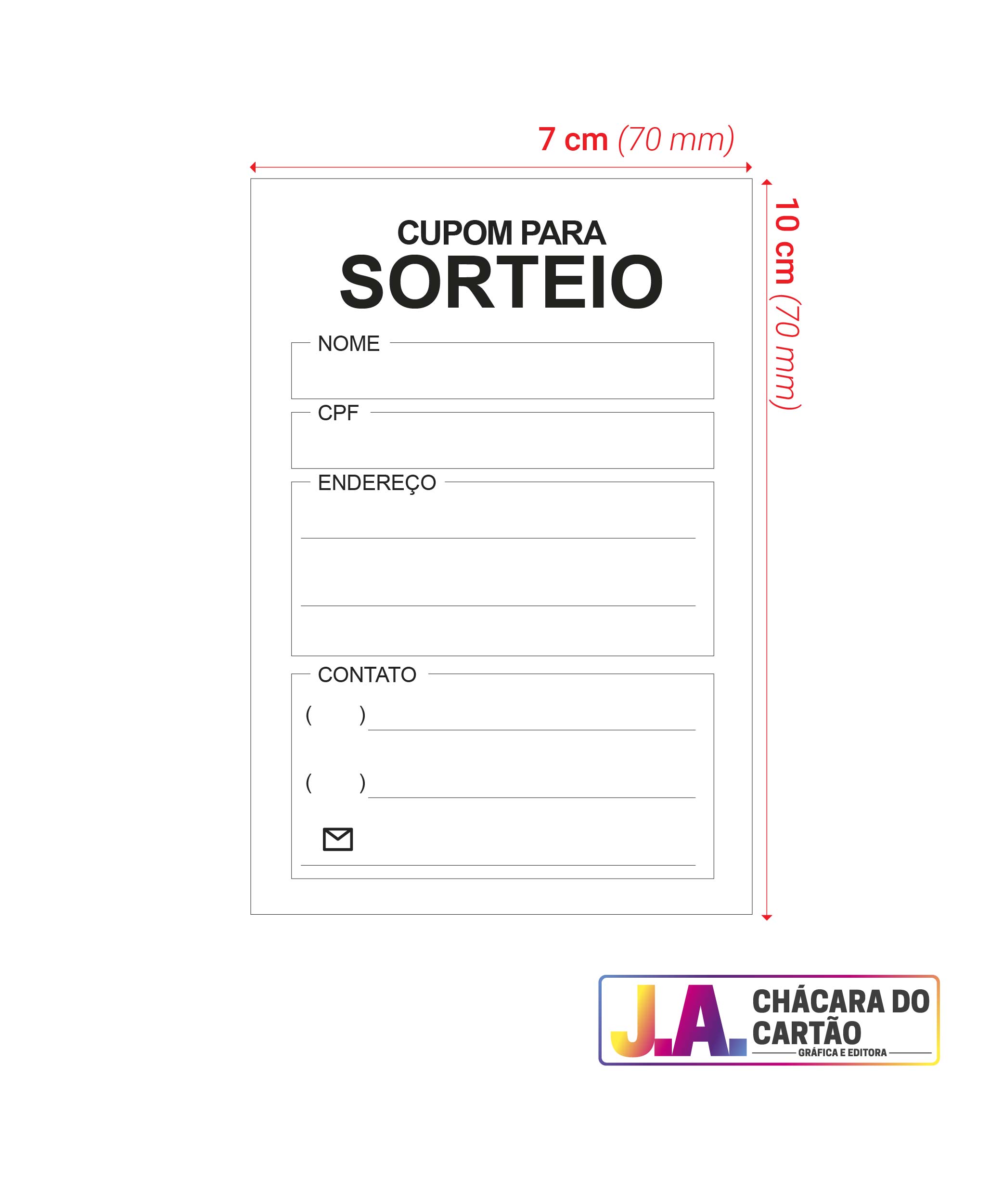 ficha de inscrição para sorteio