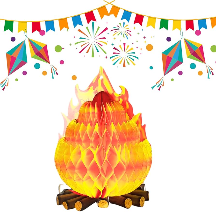 como fazer fogueira junina com rolo de papel higienico