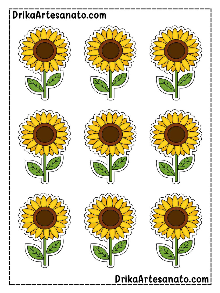 girassol para imprimir e recortar