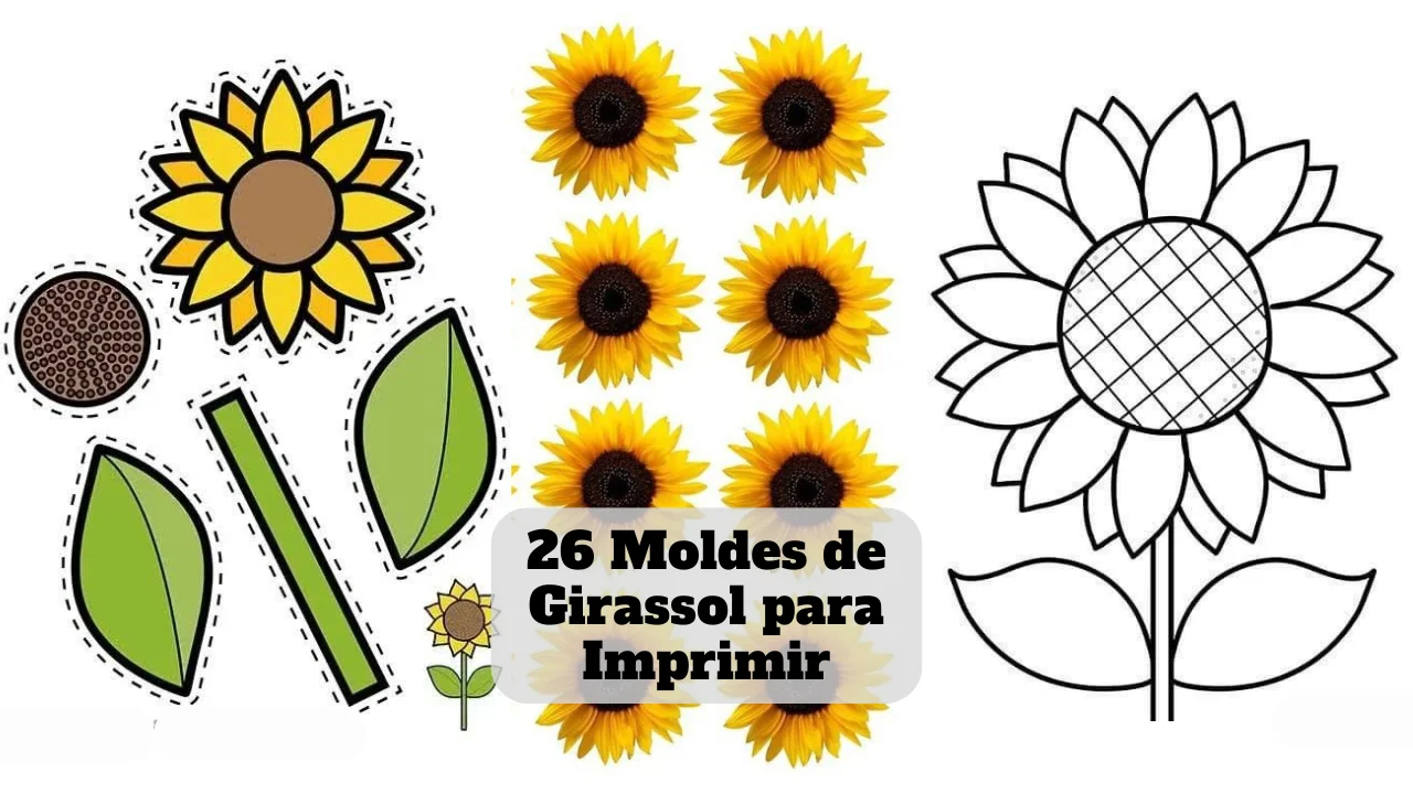 molde de girassol pequeno para imprimir e recortar