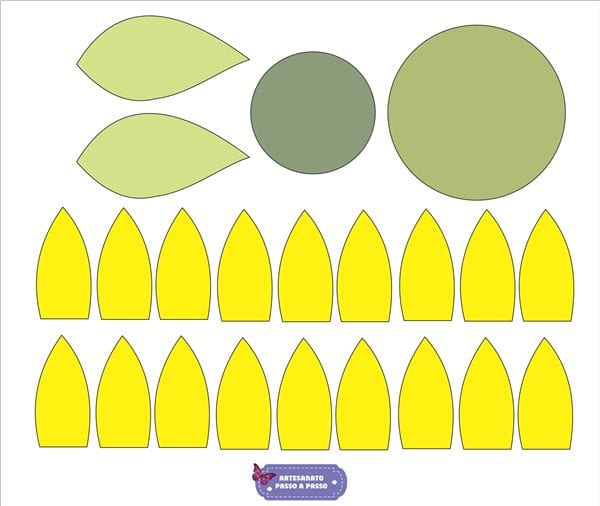 molde de girassol para imprimir vs. molde de girassol em EVA
