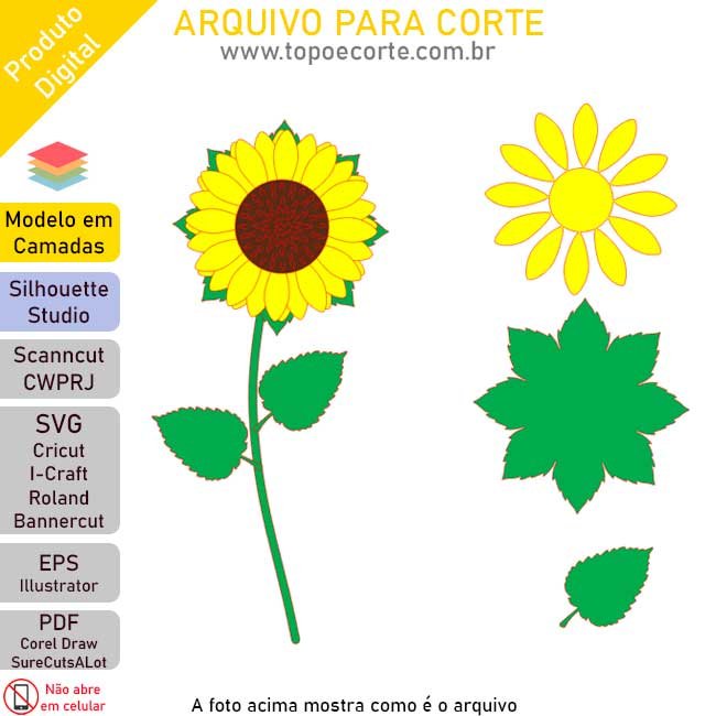 molde de girassol pequeno para imprimir e recortar
