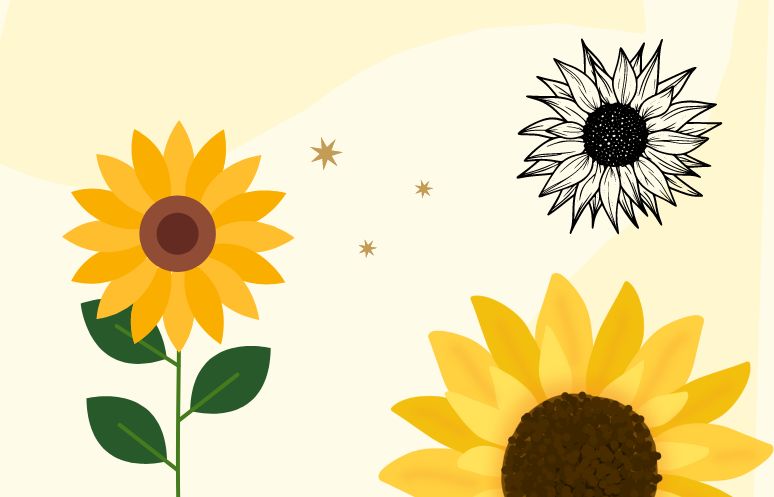 girassol para imprimir e recortar