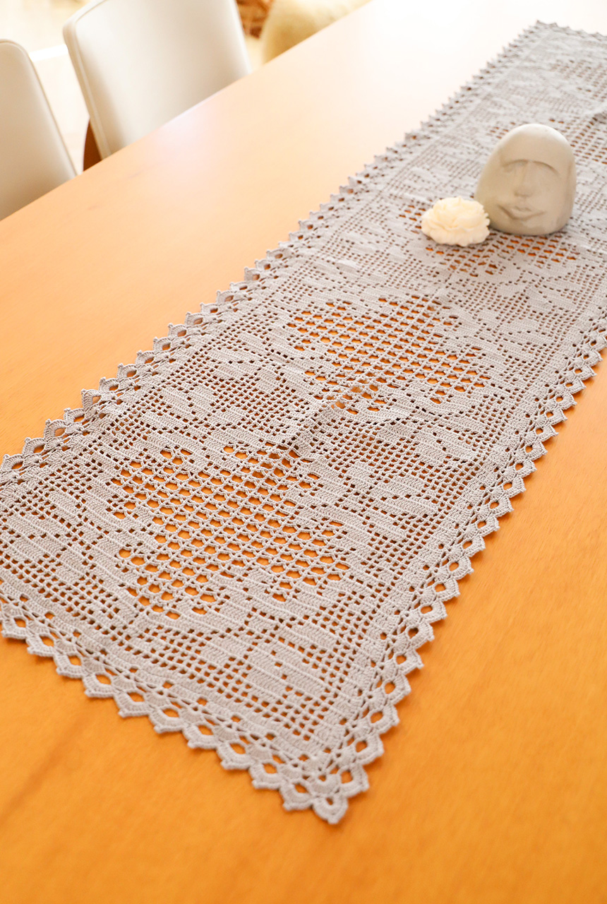 caminho de mesa crochê filé gráfico