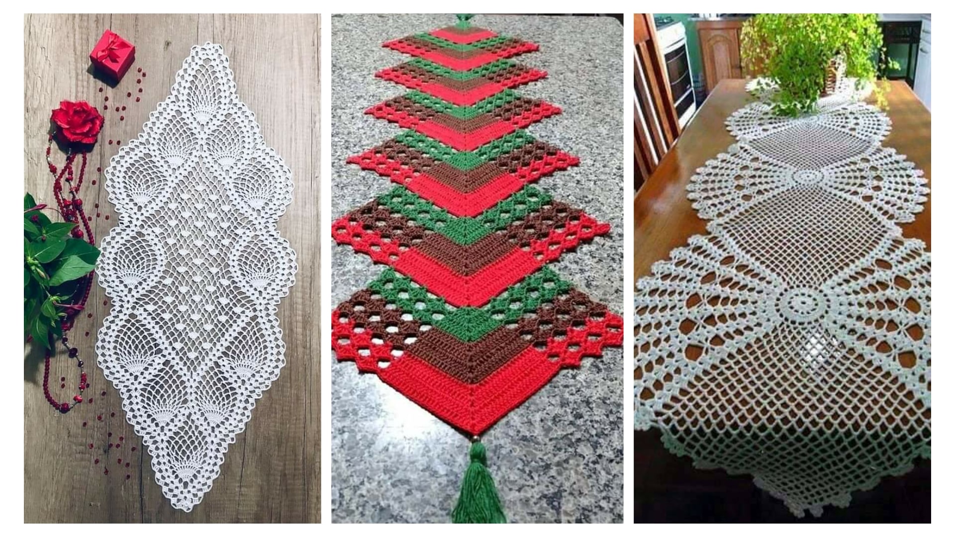 gráfico caminho de mesa 8 rosas crochê