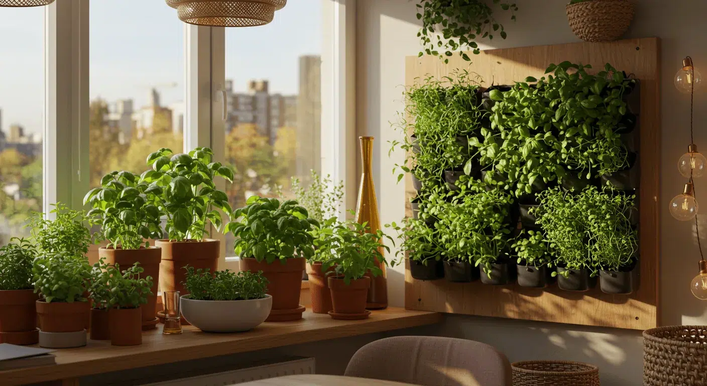 horta em apartamento com pouca luz vs horta com mais luz