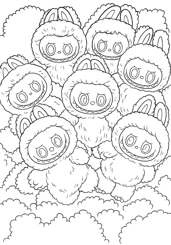 como desenhar labubu para colorir