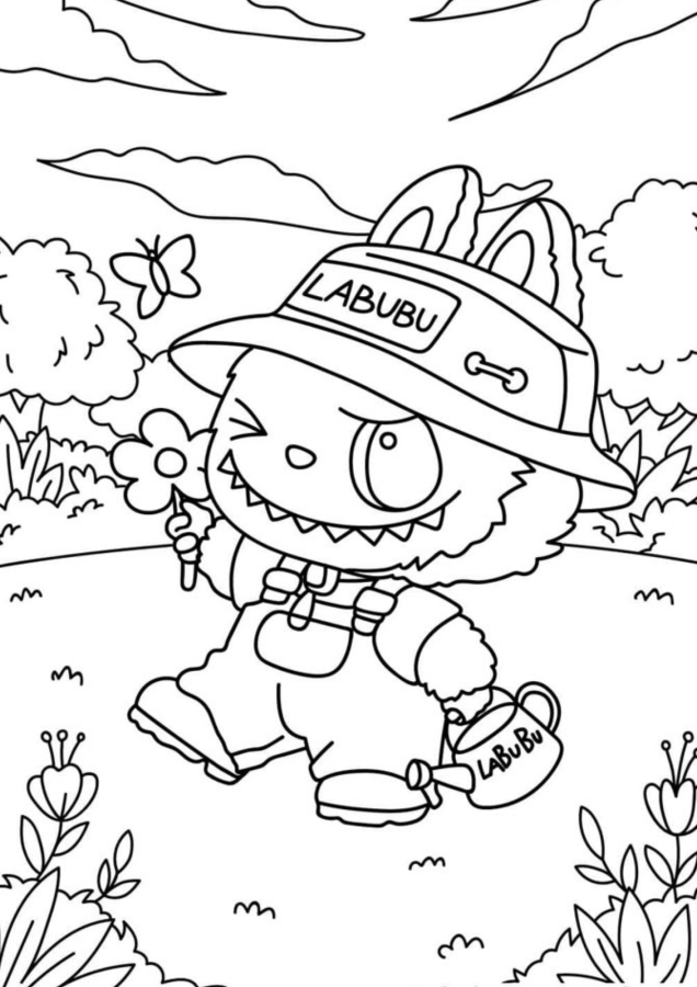 como desenhar labubu para colorir