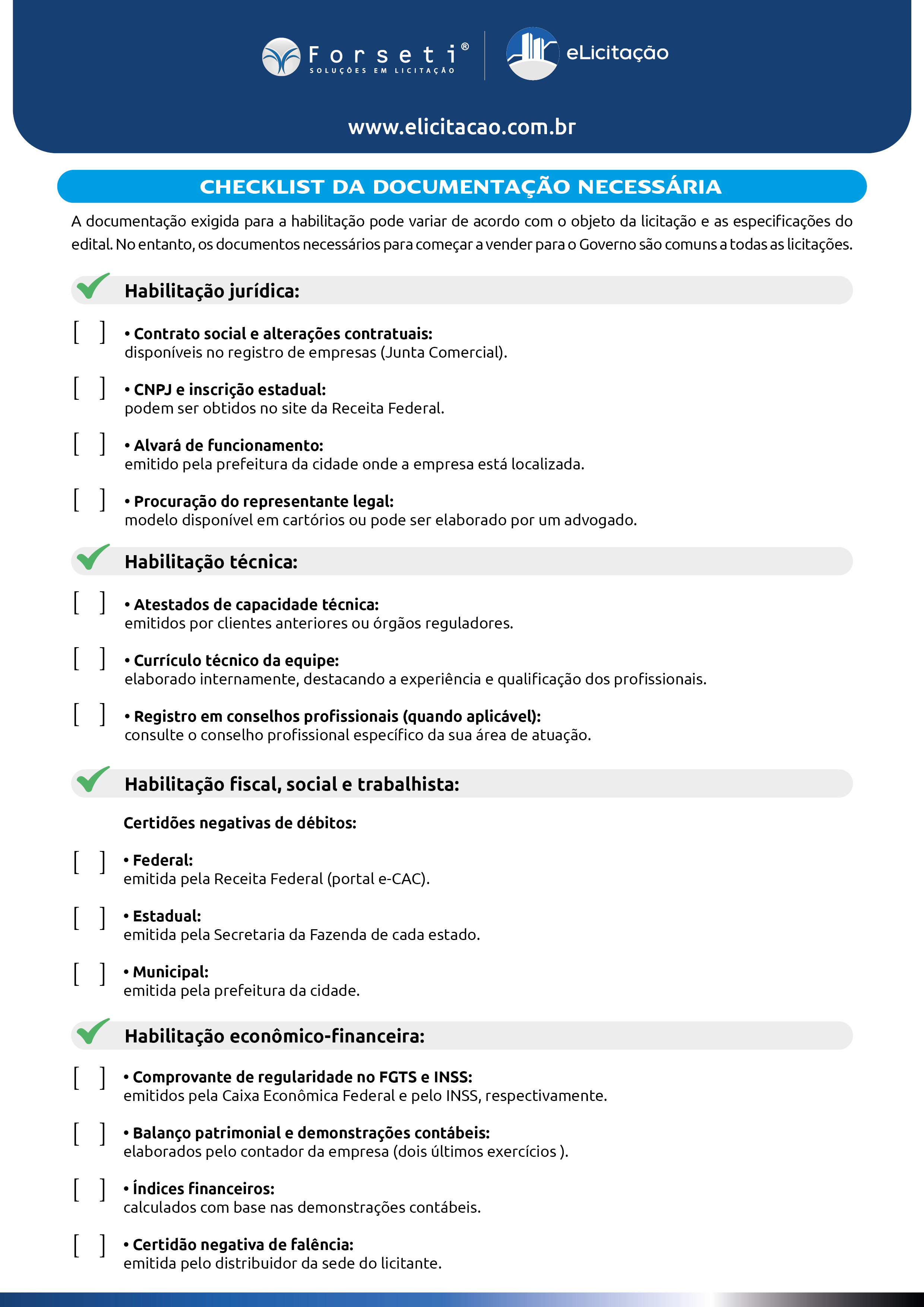 lista completa documentos mei para licitação