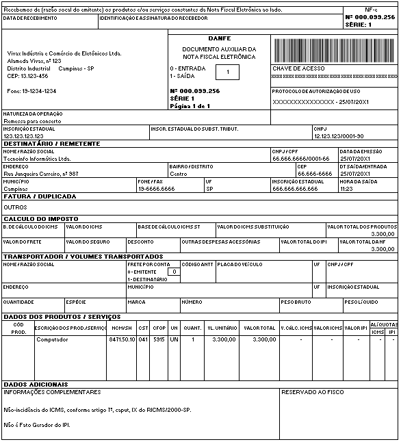 MEI e a nota fiscal de retorno de conserto