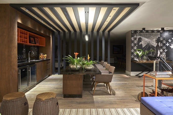 divisória cobogó sala estar jantar moderna