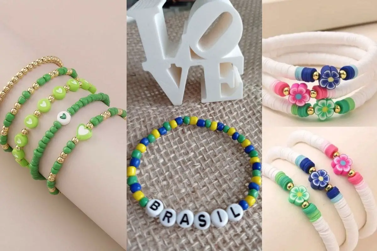 ideias de pulseiras com miçangas coloridas